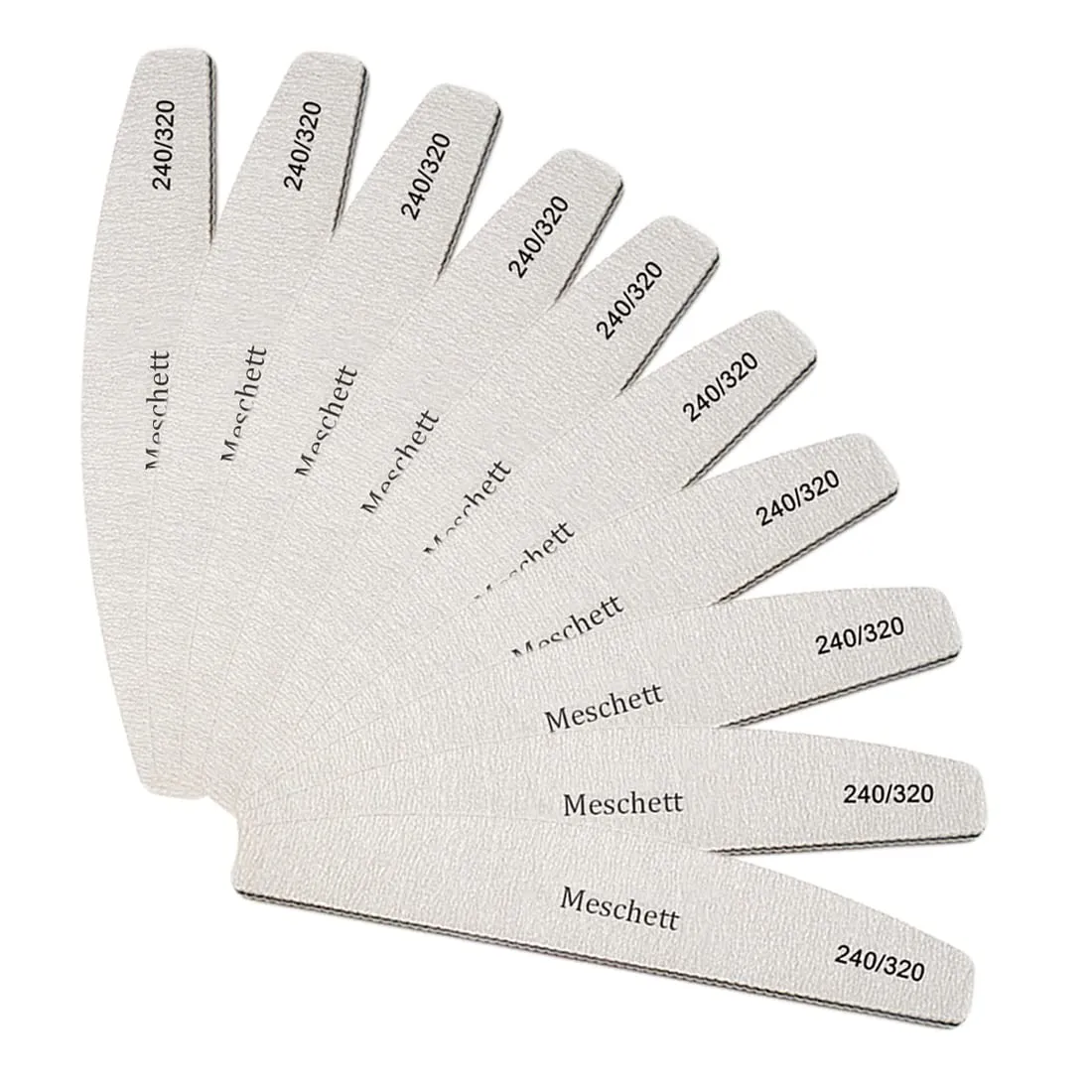 10 PCS Half Moon Nail Files,240/320 Professional Grit Nail File Reusable Double Sided Emery Boards Nail File Manicure Tools for Acrylic,Natural,Gel Nails