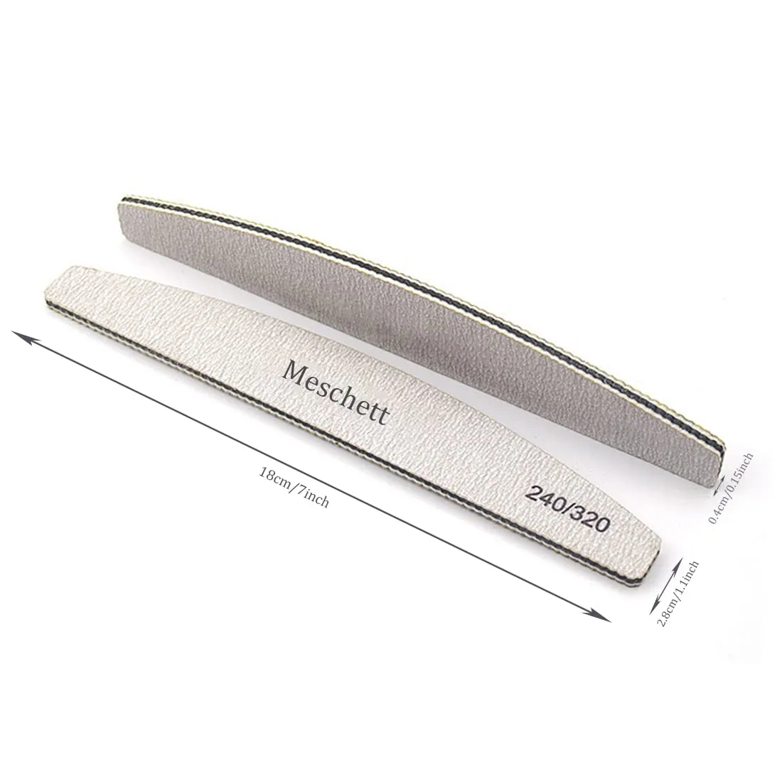 10 PCS Half Moon Nail Files,240/320 Professional Grit Nail File Reusable Double Sided Emery Boards Nail File Manicure Tools for Acrylic,Natural,Gel Nails