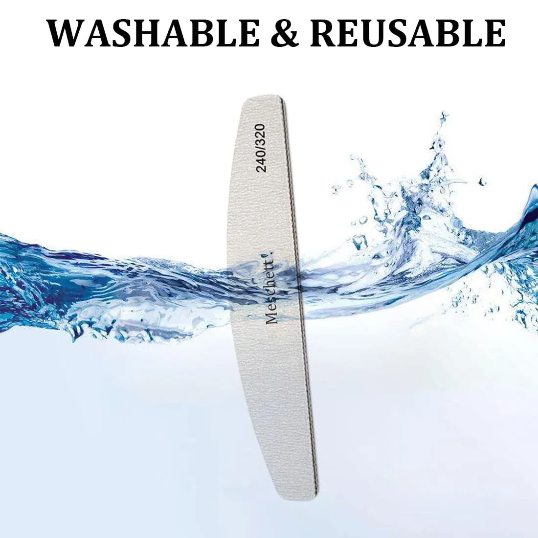 10 PCS Half Moon Nail Files,240/320 Professional Grit Nail File Reusable Double Sided Emery Boards Nail File Manicure Tools for Acrylic,Natural,Gel Nails