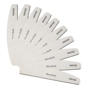 10 PCS Half Moon Nail Files,240/320 Professional Grit Nail File Reusable Double Sided Emery Boards Nail File Manicure Tools for Acrylic,Natural,Gel Nails