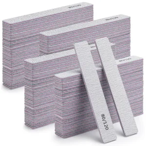 100 Pcs Nail Files for Acrylic Nails 80/120 Grit Double Sides Emery Boards Professional Nail Buffering Files