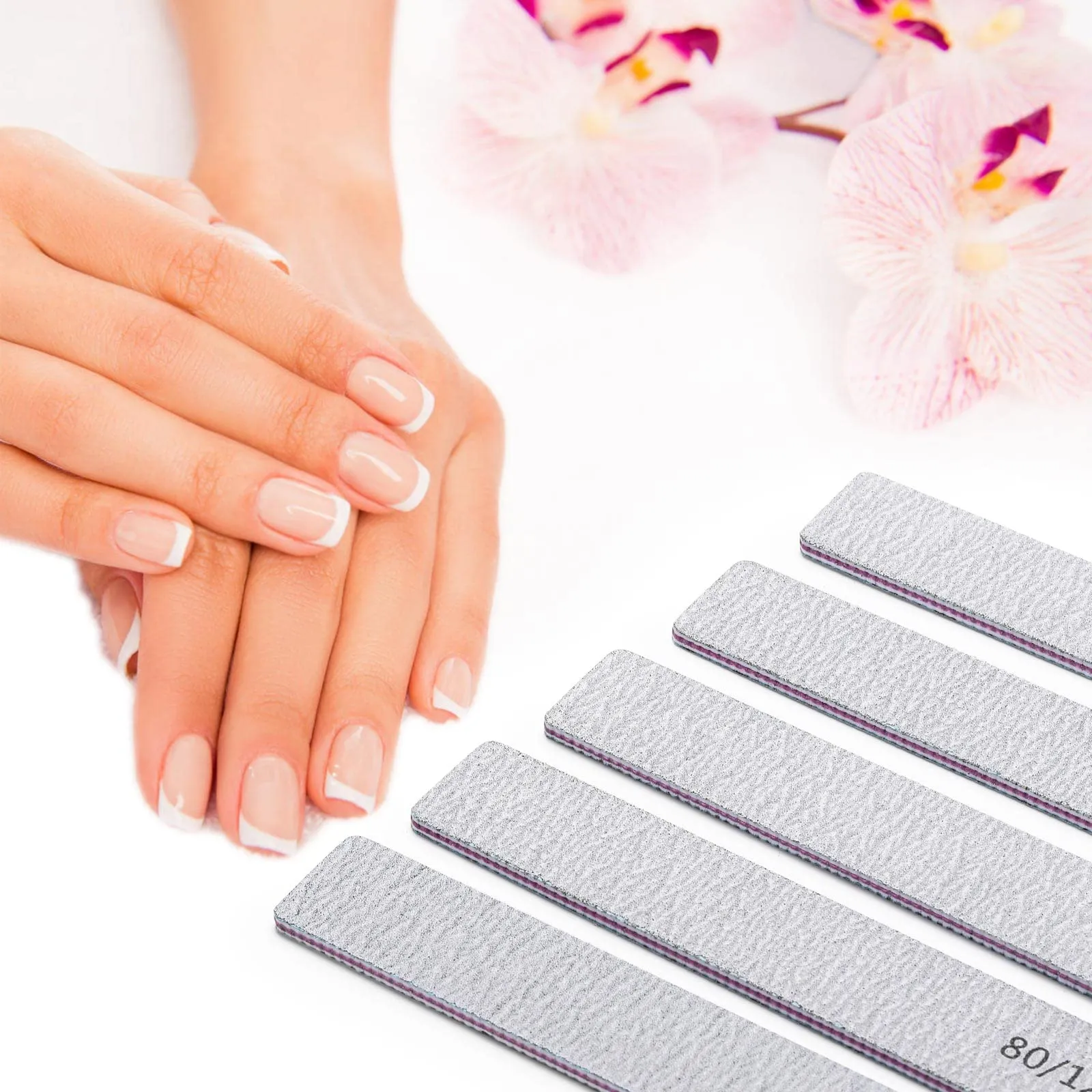 100 Pcs Nail Files for Acrylic Nails 80/120 Grit Double Sides Emery Boards Professional Nail Buffering Files
