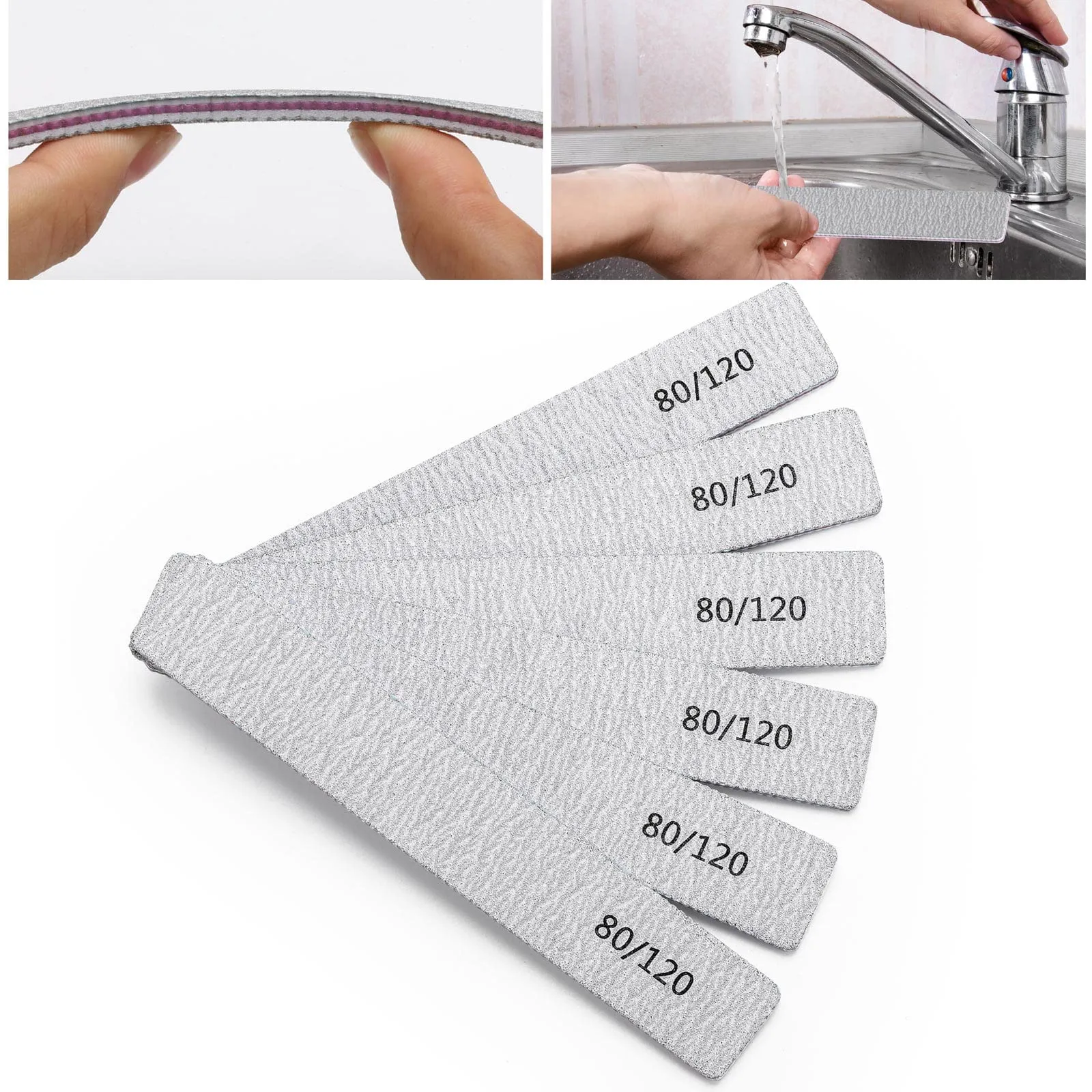 100 Pcs Nail Files for Acrylic Nails 80/120 Grit Double Sides Emery Boards Professional Nail Buffering Files