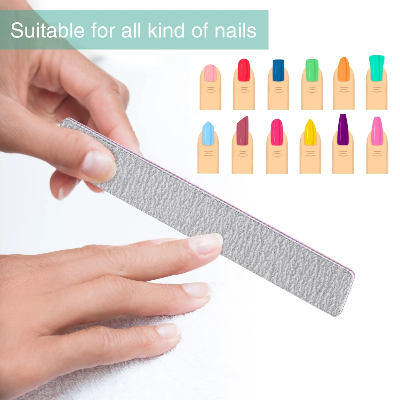 100 Pcs Nail Files for Acrylic Nails 80/120 Grit Double Sides Emery Boards Professional Nail Buffering Files