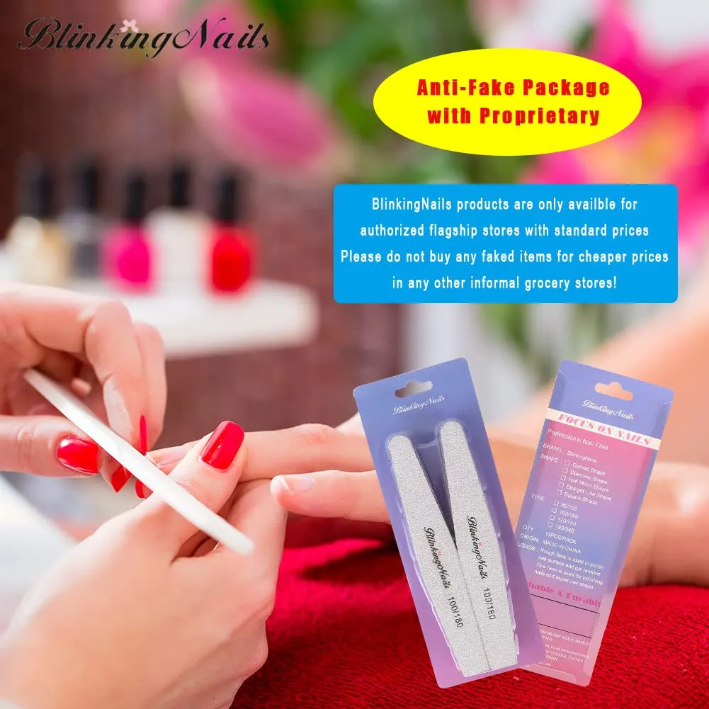 100/180 Grit Emery Boards for Nails,Professional Nail Files for Natural Nails,Double Sides Washalbe Buffer Block Disposable Nail Files for Acrylic Nails