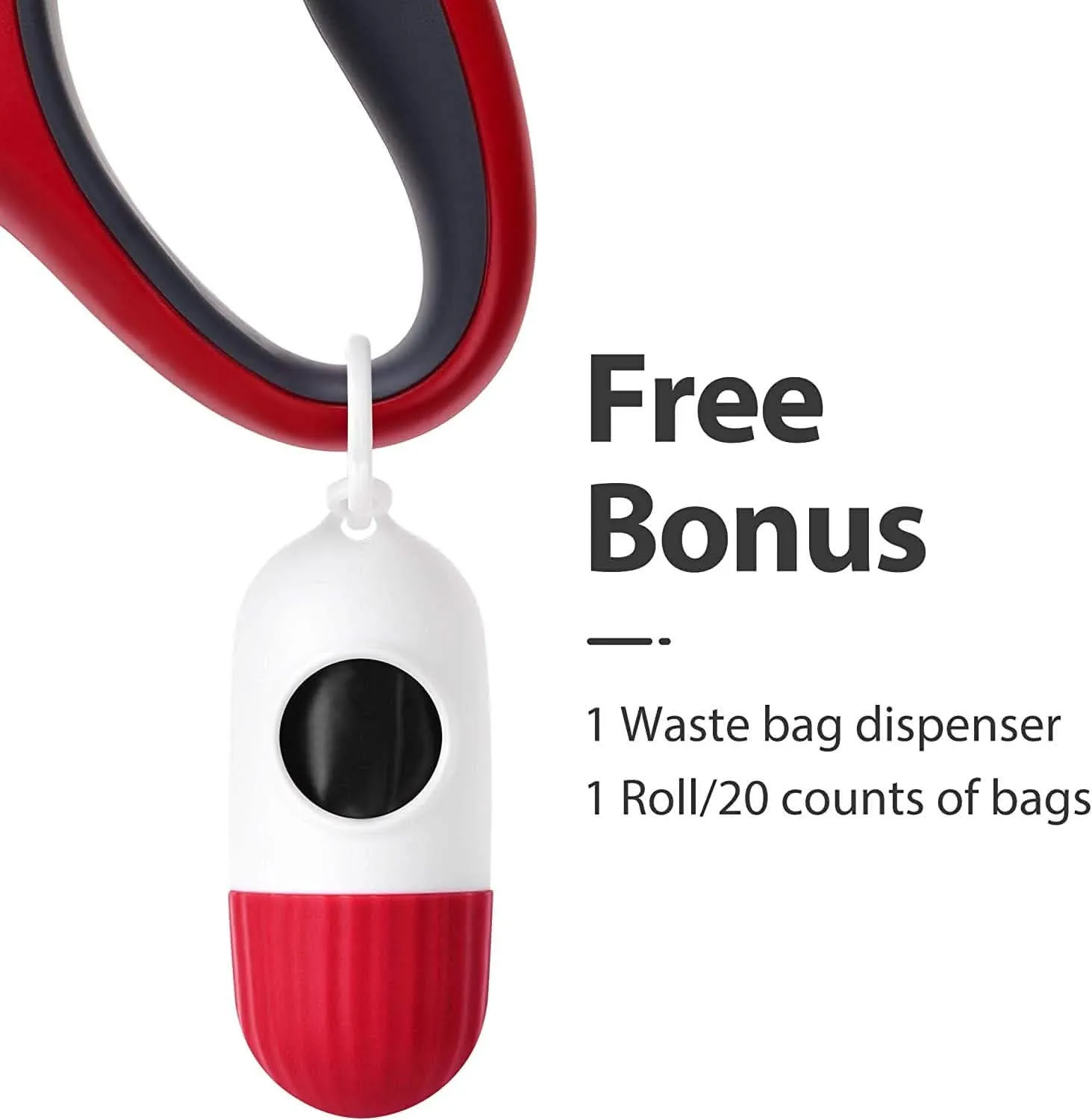 16ft Retractable Dog Leash with Bag Dispenser - Available in Red, Blue, White, and Black