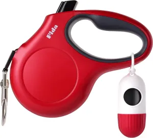 16ft Retractable Dog Leash with Bag Dispenser - Available in Red, Blue, White, and Black