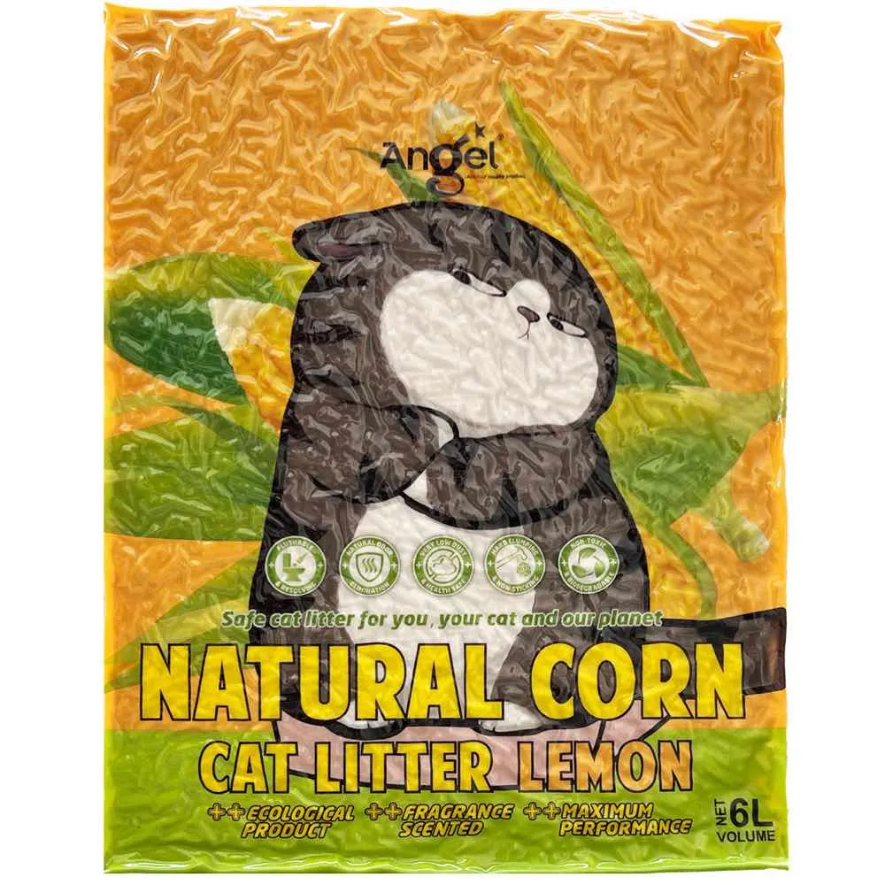 2 FOR $15: Angel Natural Corn Lemon Cat Litter 6L