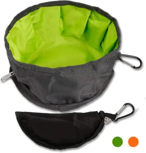 2 Pcs Collapsible Dog Bowls for Travel, Foldable, Portable and Light for Food and Water - (Green Orange)