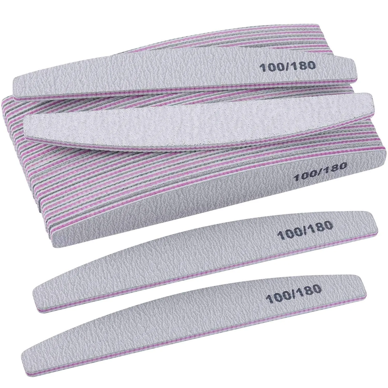 25 Packs 100/180 Grits Nail Files and Buffers Professional Double Sided Emery Boards Manicure Tool for Acrylic Nails 25 Count (Pack of 1)