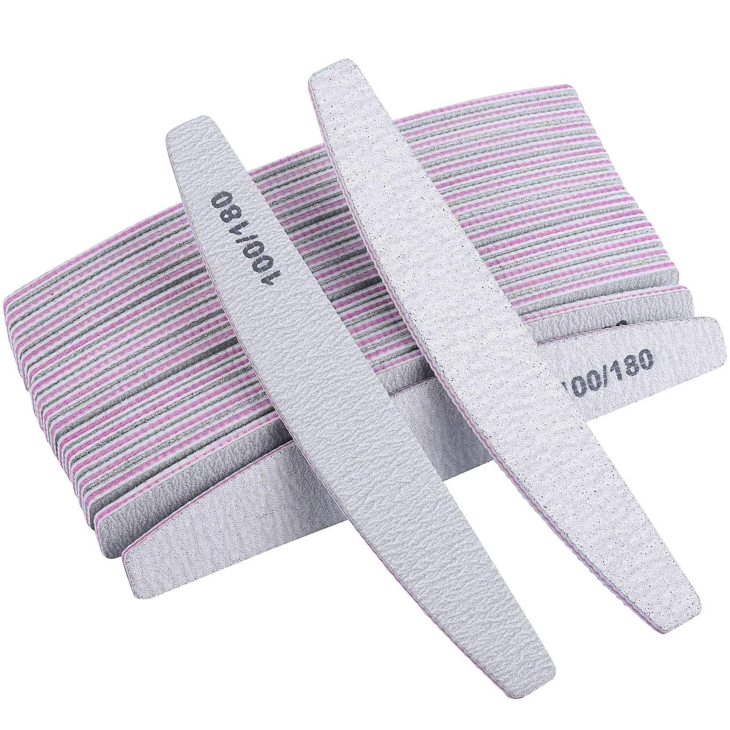 25 Packs 100/180 Grits Nail Files and Buffers Professional Double Sided Emery Boards Manicure Tool for Acrylic Nails 25 Count (Pack of 1)
