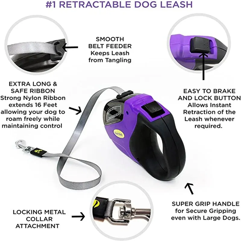 5M Dog Leash Automatic Retractable Walking Running Leads Durable Leash Cat Leashes Extending Dogs for Large Medium Dogs Puppy