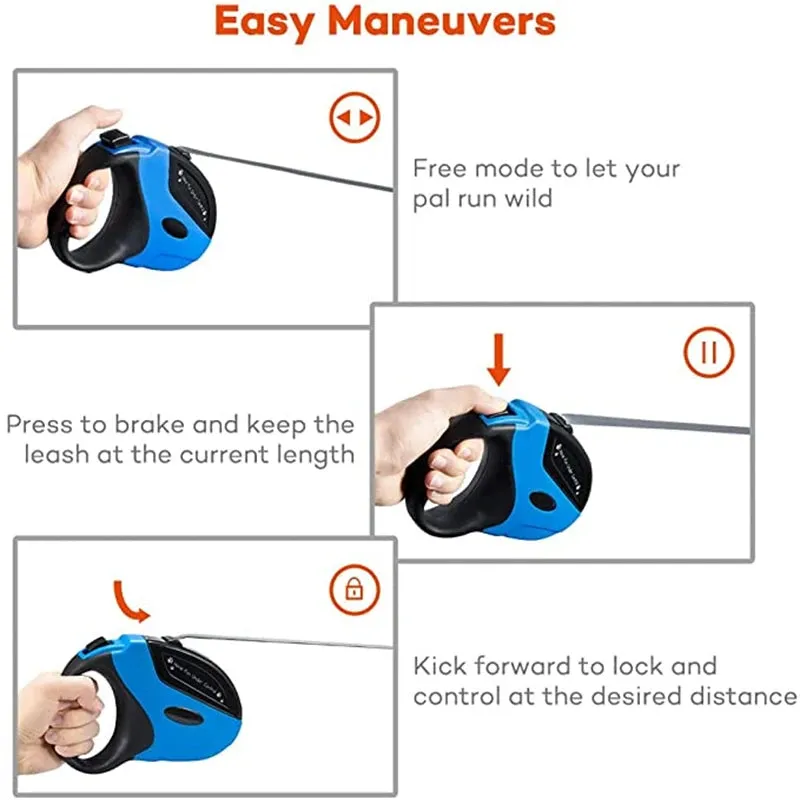 5M Dog Leash Automatic Retractable Walking Running Leads Durable Leash Cat Leashes Extending Dogs for Large Medium Dogs Puppy