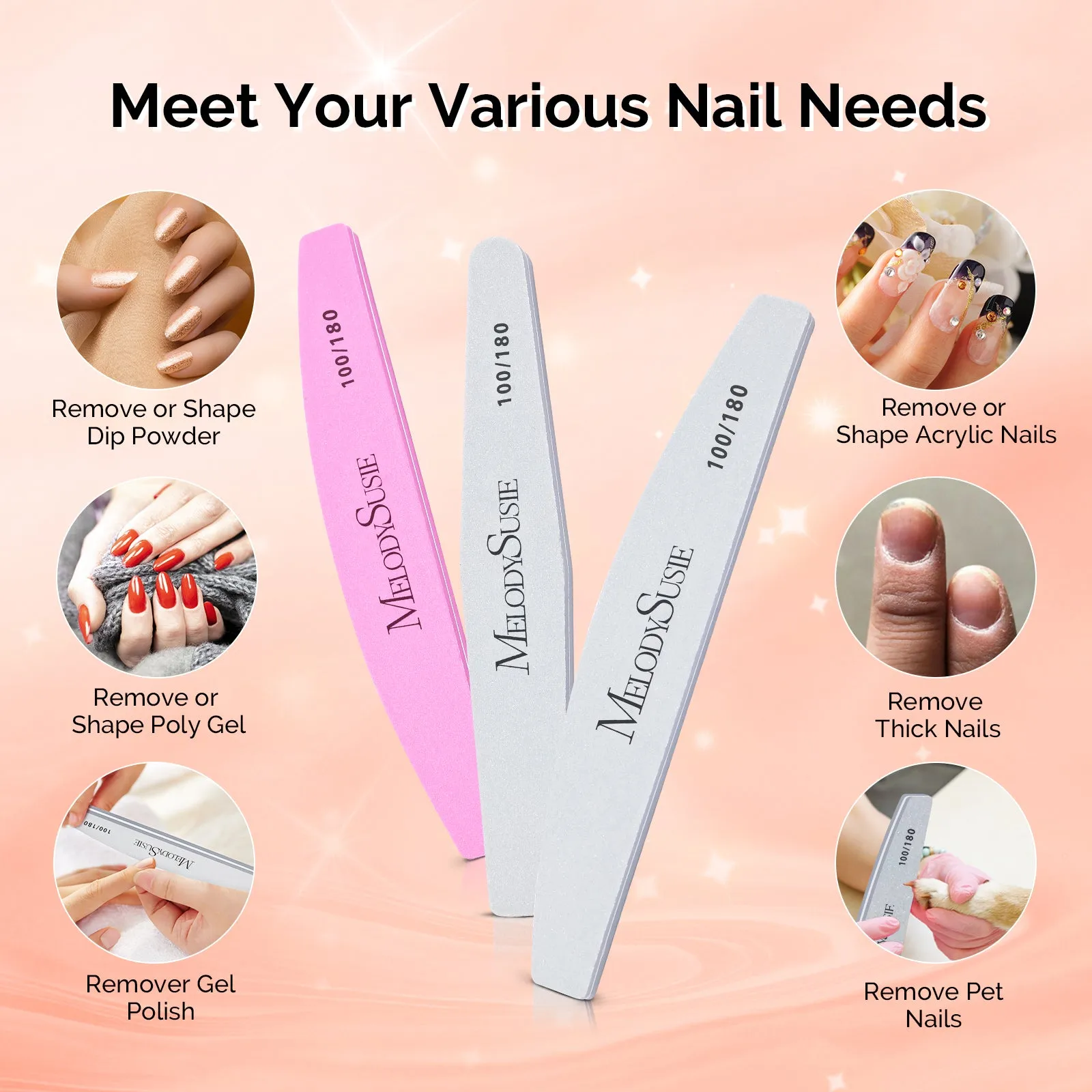 9Pcs Nail Files and Buffers Set - 100/180 Grit
