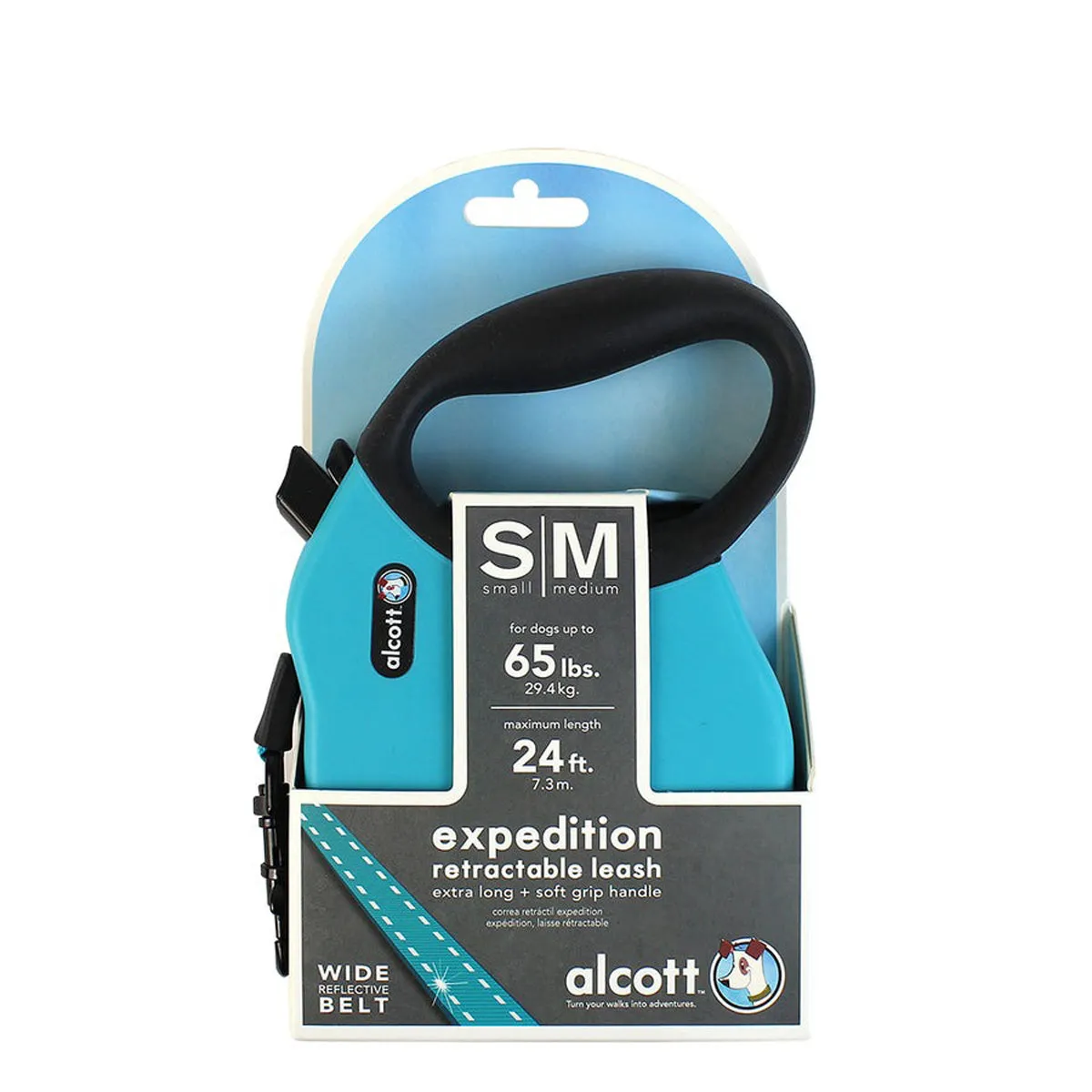 Alcott Expedition Retractable Leash Small Medium Blue