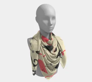 Atomic Cat Kitsch Flamingo Silk Habotai Square Scarf