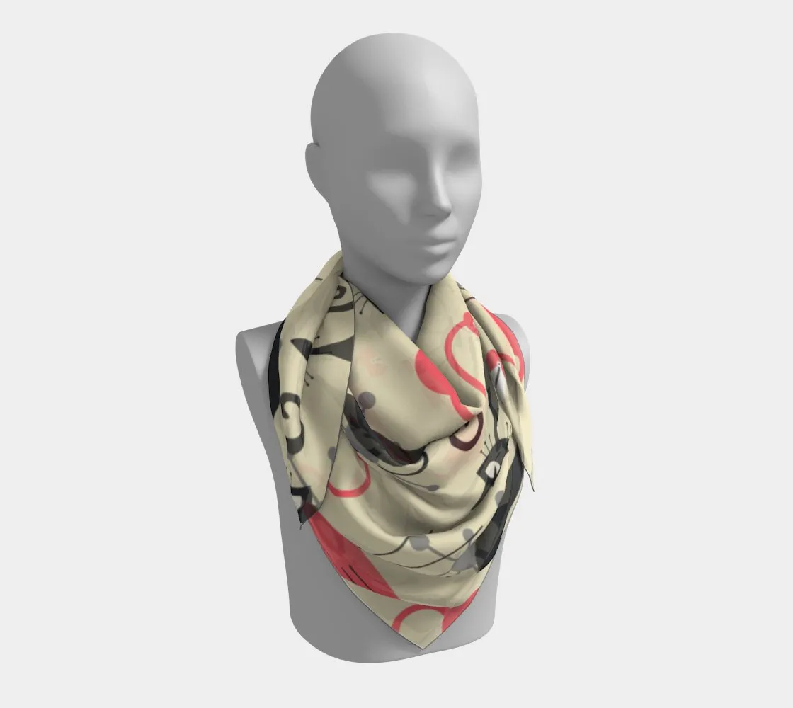 Atomic Cat Kitsch Flamingo Silk Habotai Square Scarf