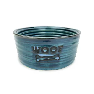 Barkley & Bella Ceramic Dog Bowl Woof Blue