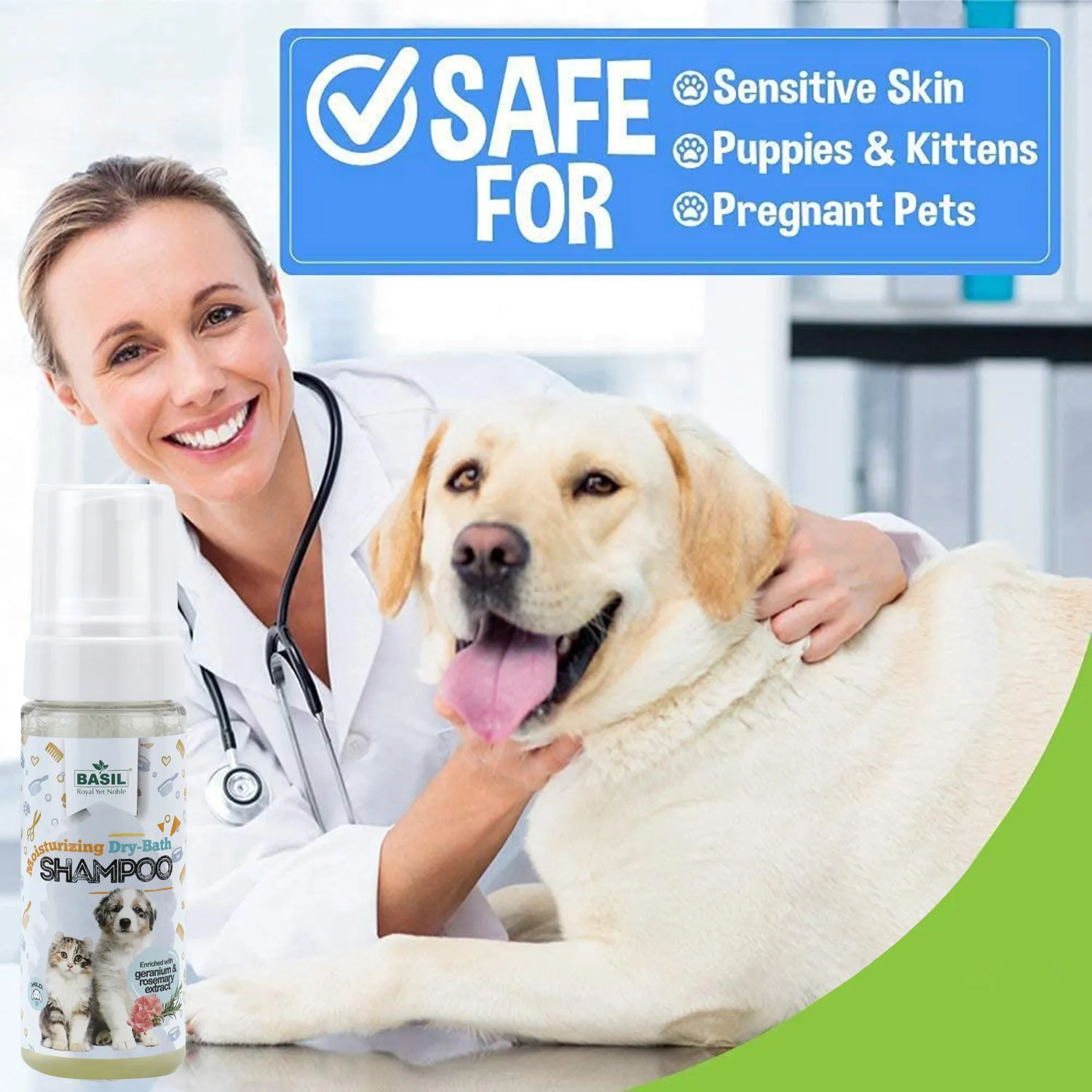 BASIL Moisturising Foam Dry Bath Shampoo for Dogs and Cats