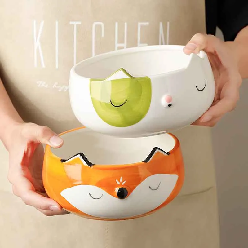 Ceramic Fox Cat Dog Bowls  | Cute Animal Bowl | Children Tableware