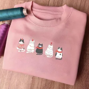 Christmas Cat Print Sweatshirt – Personalized Holiday Gifts For Friends And Family