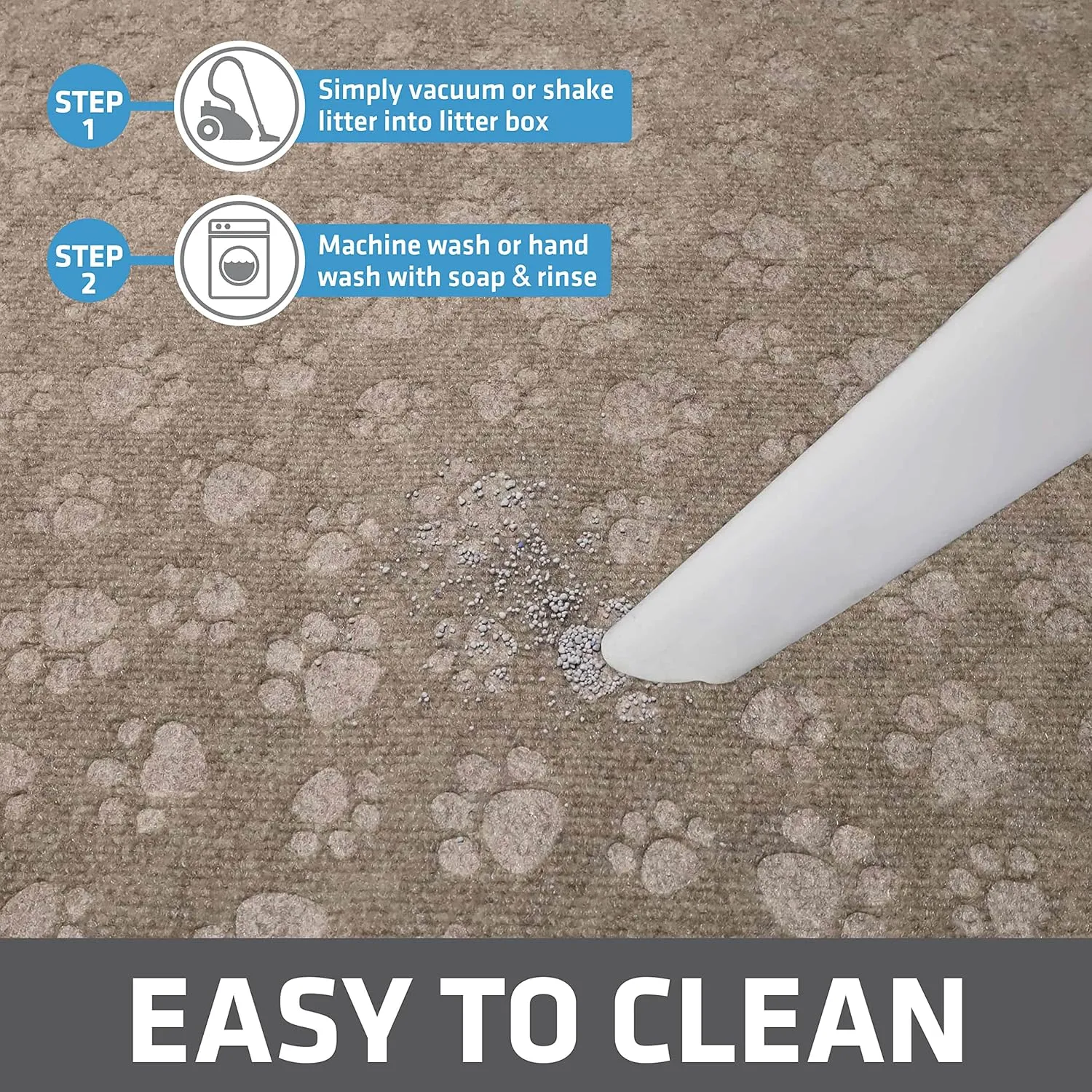 Drymate Premium Cat Litter Trapping Mat (Debossed Paw), Traps Mess from Box, Protects Floors, Urine-Proof, Machine Washable, Soft on Kitty Paws, Absorbent, Waterproof (USA Made, Recycled Content)