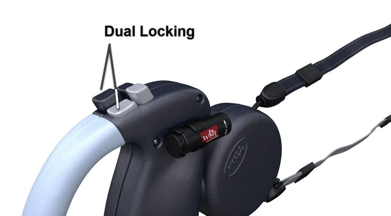 Dual Doggie Retractable Leash with Light