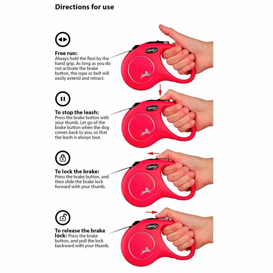 Flexi Classic Cord Retractable Dog Lead Red