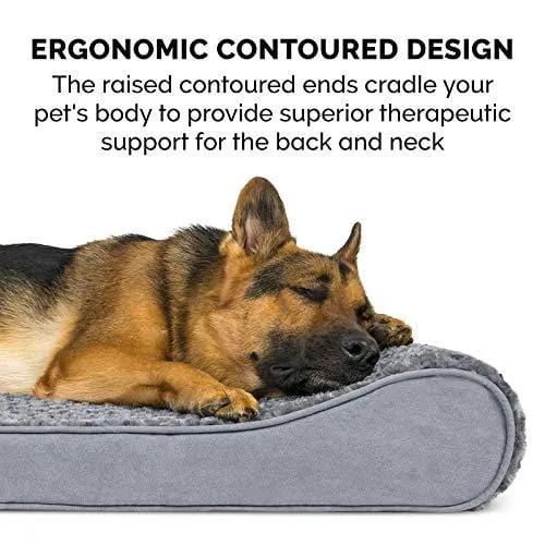 FurHaven Pet Dog Bed | Orthopedic Ultra Plush Luxe Lounger Pet Bed for Dogs & Cats, Gray, Jumbo