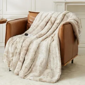 Homemate Heated Blanket Electric Throw - 50x60 Heating Blanket Throw 5 Gears Auto-Off 10 Heat Levels Over-Heat Protection Luxury Faux Fur Sherpa Heater Electric ETL Certification