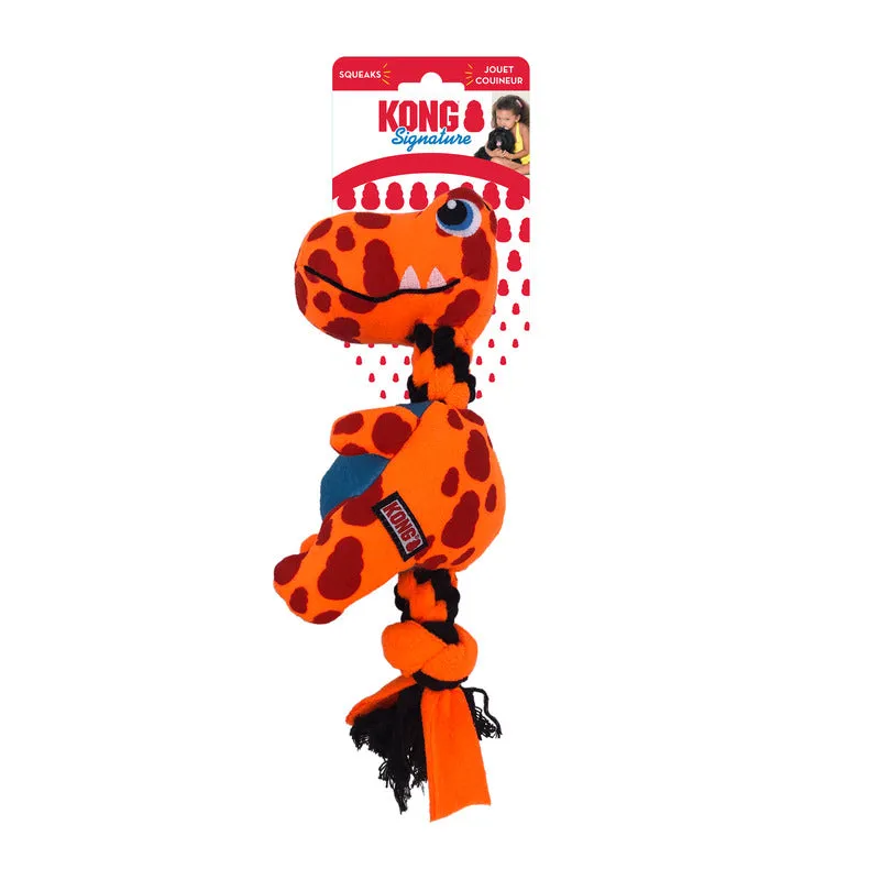 KONG Signature Dynos, Squeaky, Soft, Stretchy, Strong Fleece Rope Tug Toy - Medium - Two Colours