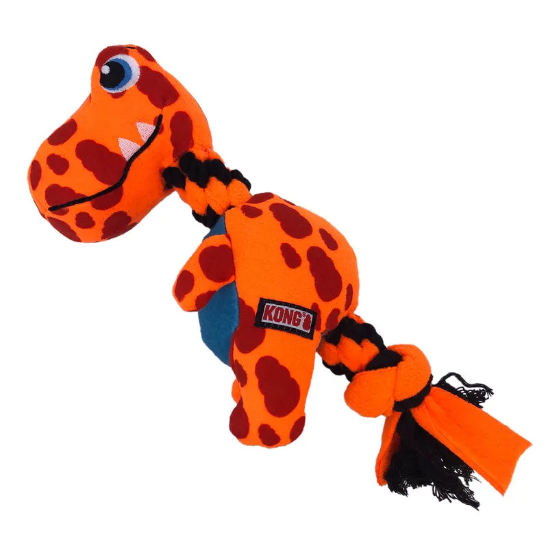 KONG Signature Dynos, Squeaky, Soft, Stretchy, Strong Fleece Rope Tug Toy - Medium - Two Colours
