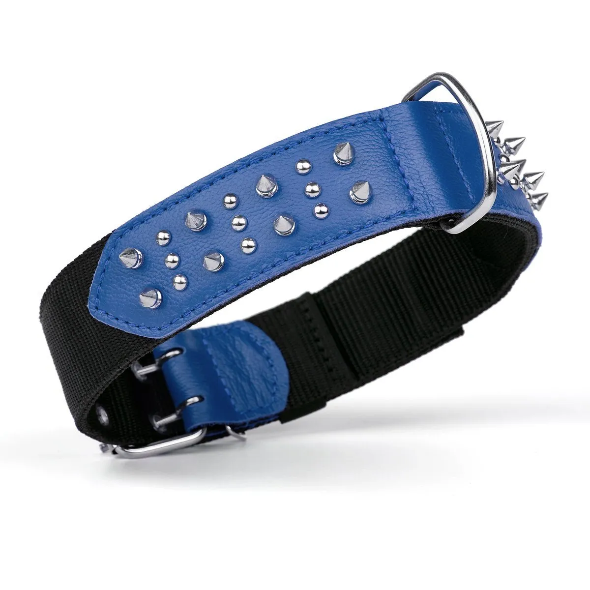 Leather   Nylon Spike Collar