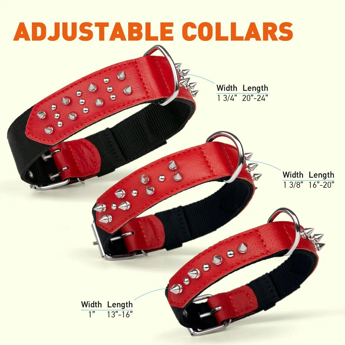 Leather   Nylon Spike Collar