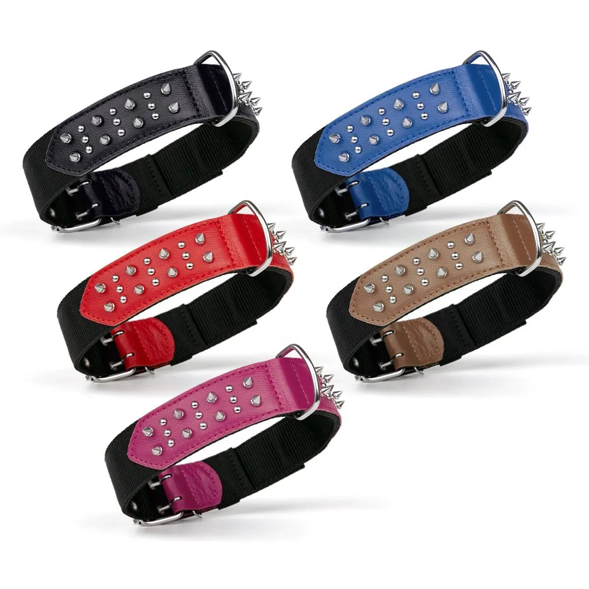 Leather   Nylon Spike Collar