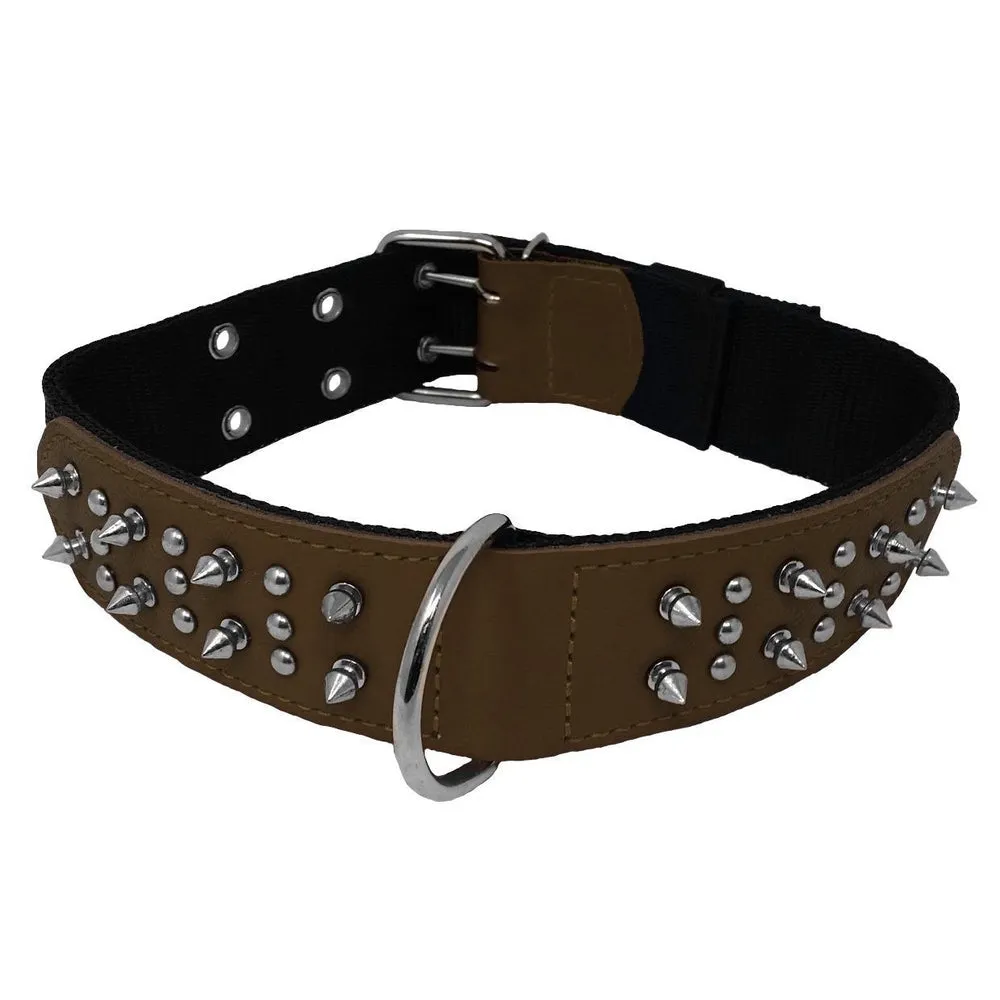 Leather   Nylon Spike Collar