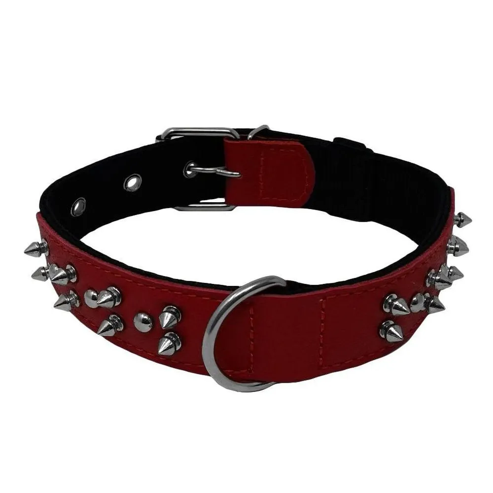 Leather   Nylon Spike Collar