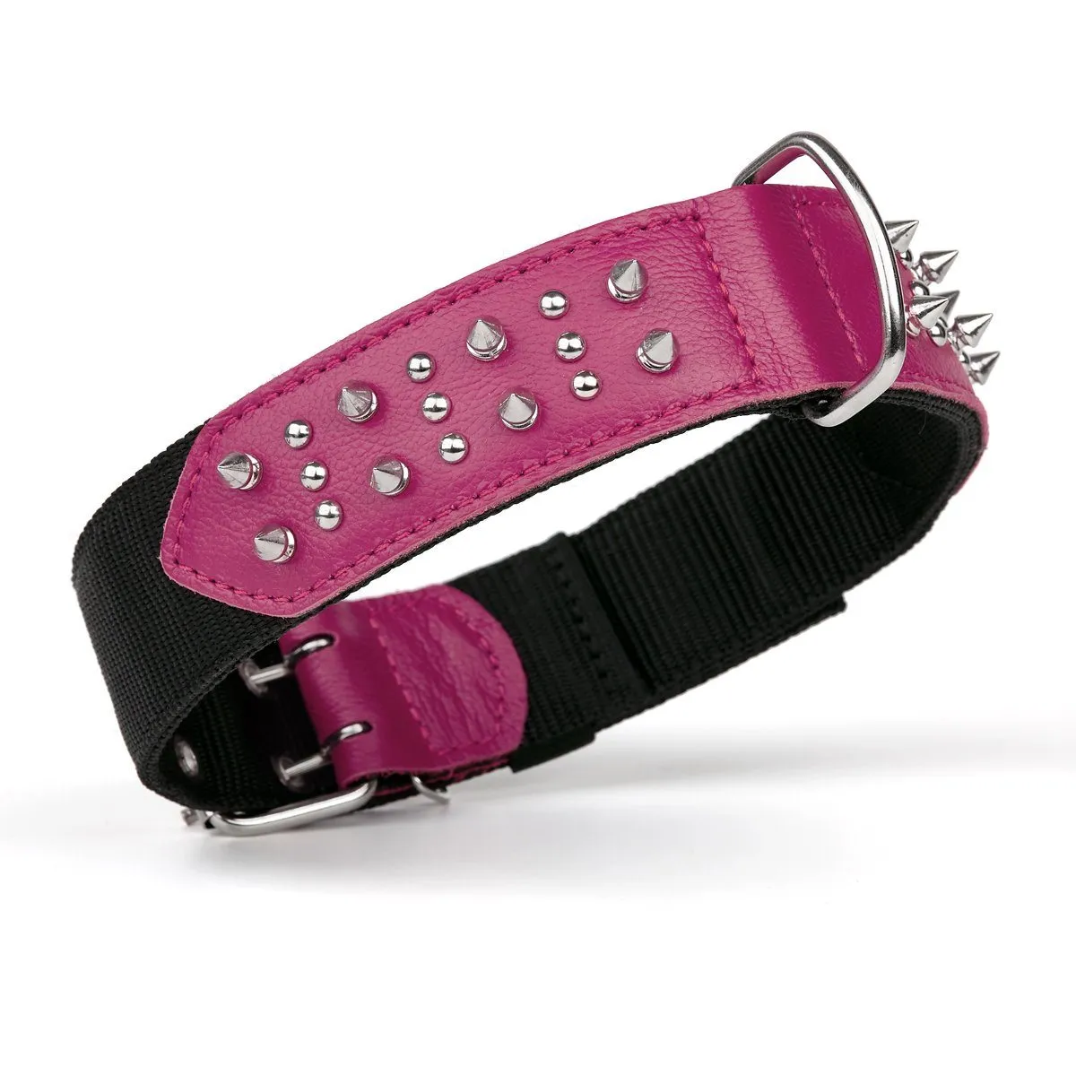 Leather   Nylon Spike Collar