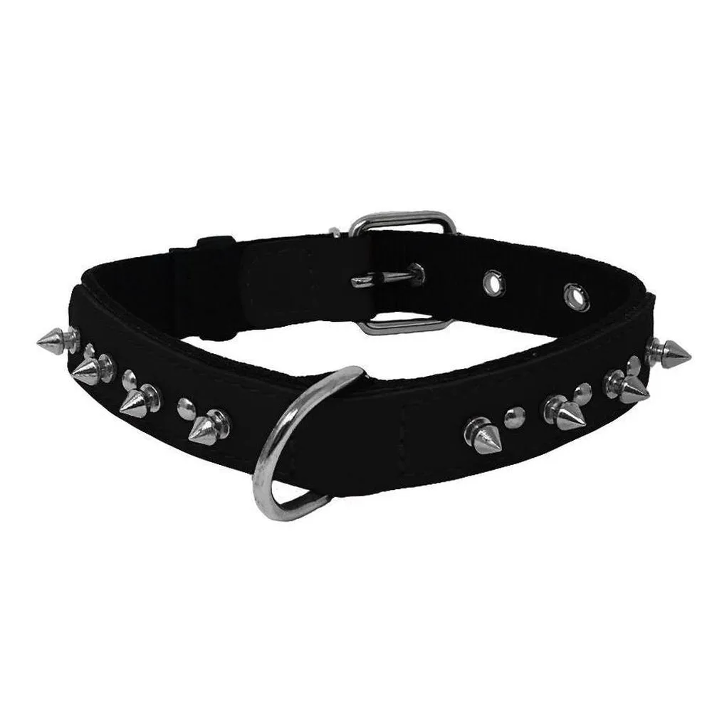 Leather   Nylon Spike Collar