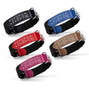 Leather   Nylon Spike Collar