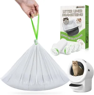 Litter Box Liners, 120 Count Jumbo Cat Litter Bags, Easy Clean Up Thick Large Kitty Litter Liners for Litter Box, Drawstring Cat Litter Box Liner Bags for Litter Box Robot 4 and 3