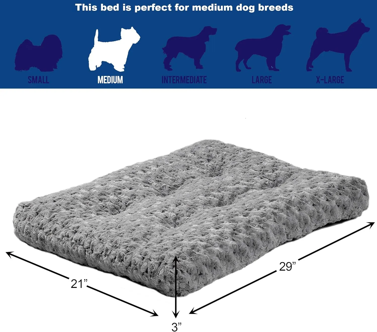 MidWest Homes For Pets Deluxe Super Plush Dog And Cat Bed 30in Gray