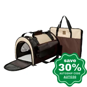 One for Pets - Folding Carrier - Dome - Cream/Brown - 17.5" x 11.5" x 11.5"(L)