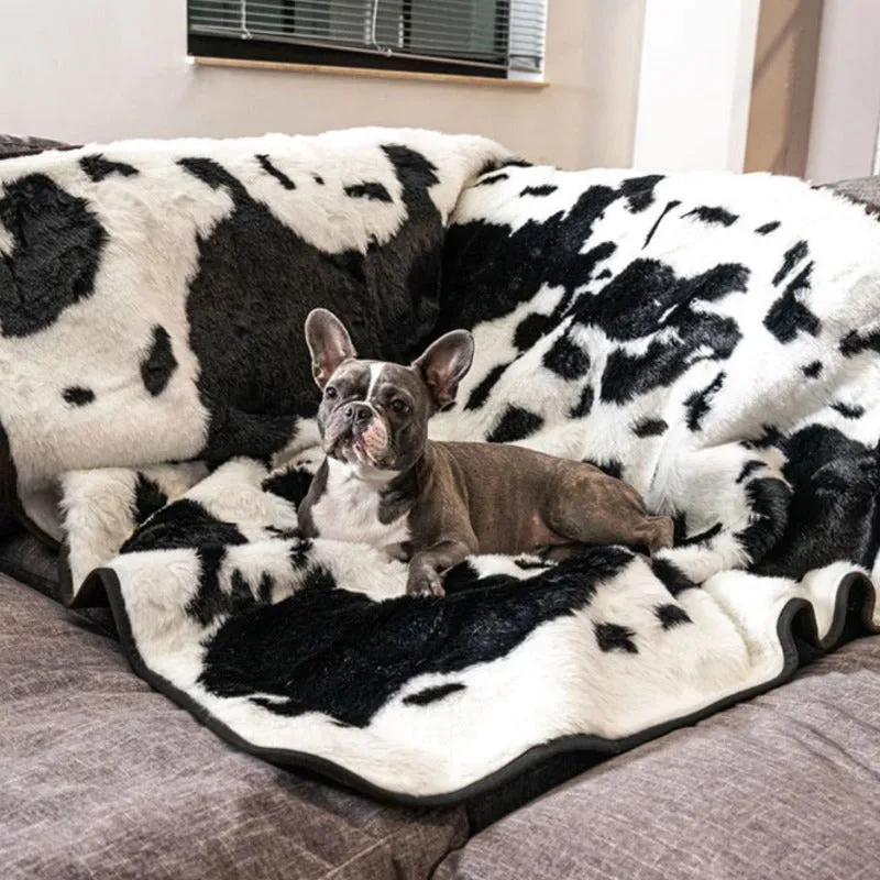 Paw Brands, PupProtector™ Waterproof Throw Blanket, Black Faux Cowhide