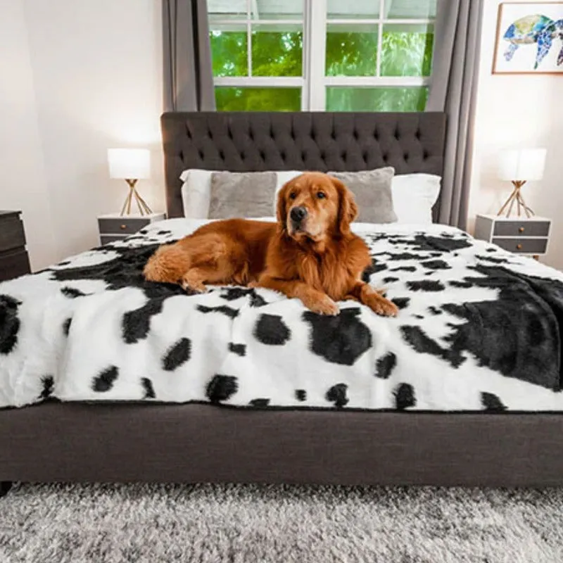 Paw Brands, PupProtector™ Waterproof Throw Blanket, Black Faux Cowhide