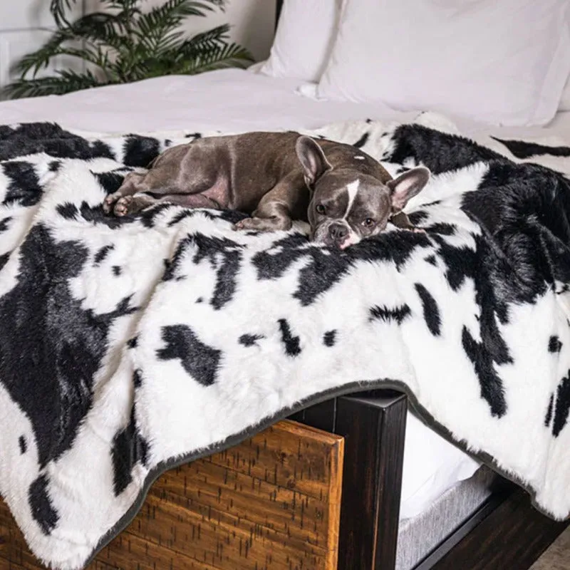 Paw Brands, PupProtector™ Waterproof Throw Blanket, Black Faux Cowhide