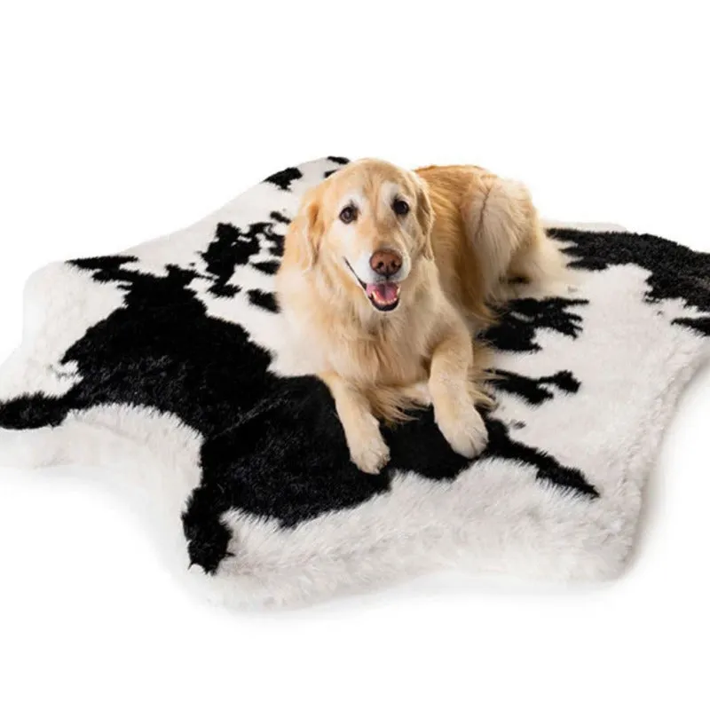 Paw Brands, PupRug™ Animal Print Memory Foam Dog Bed, Black Faux Cowhide