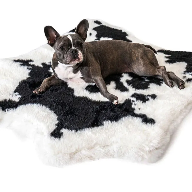 Paw Brands, PupRug™ Animal Print Memory Foam Dog Bed, Black Faux Cowhide