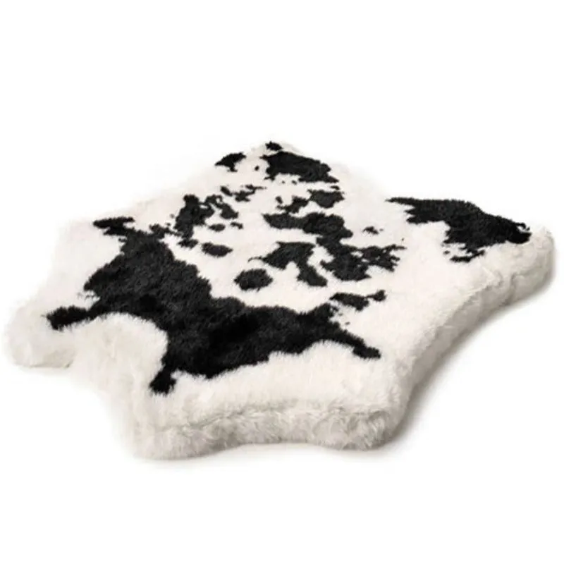 Paw Brands, PupRug™ Animal Print Memory Foam Dog Bed, Black Faux Cowhide