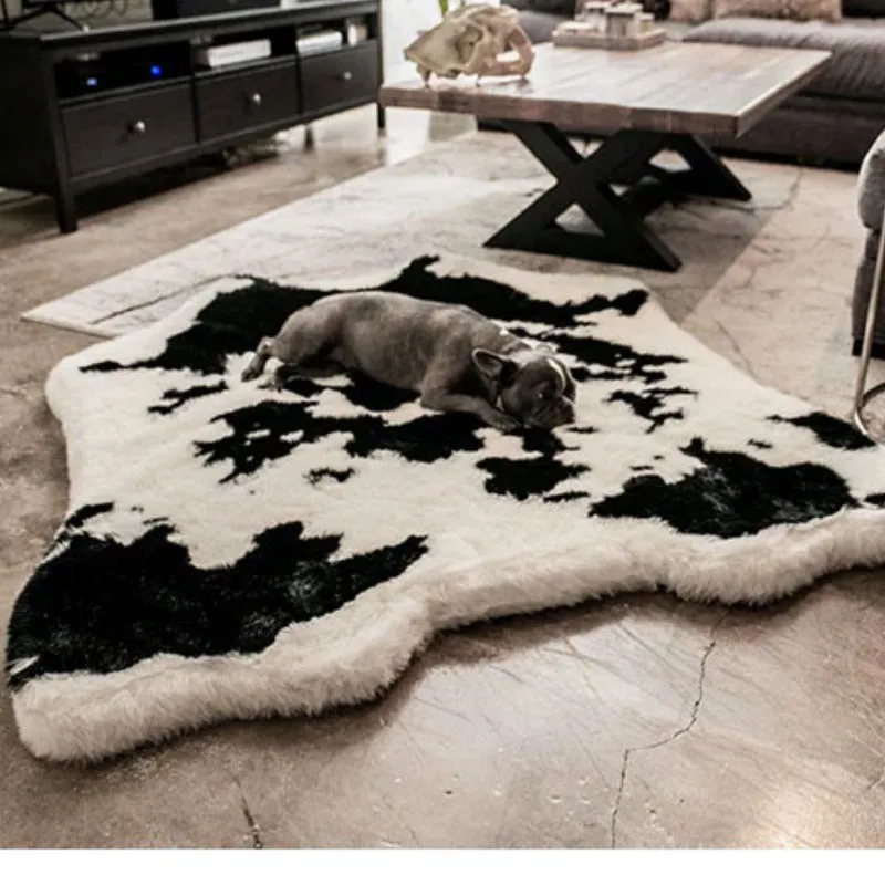 Paw Brands, PupRug™ Animal Print Memory Foam Dog Bed, Black Faux Cowhide